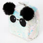 Panda Iridescent Sequin Mini Backpack Keychain - White,