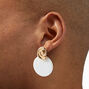 Gold-tone Seashell Pearl Disc Drop Earrings,