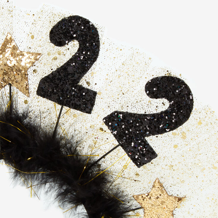 Serre-t&ecirc;te &agrave; paillettes r&eacute;veillon du Nouvel An 2022 - Noir,