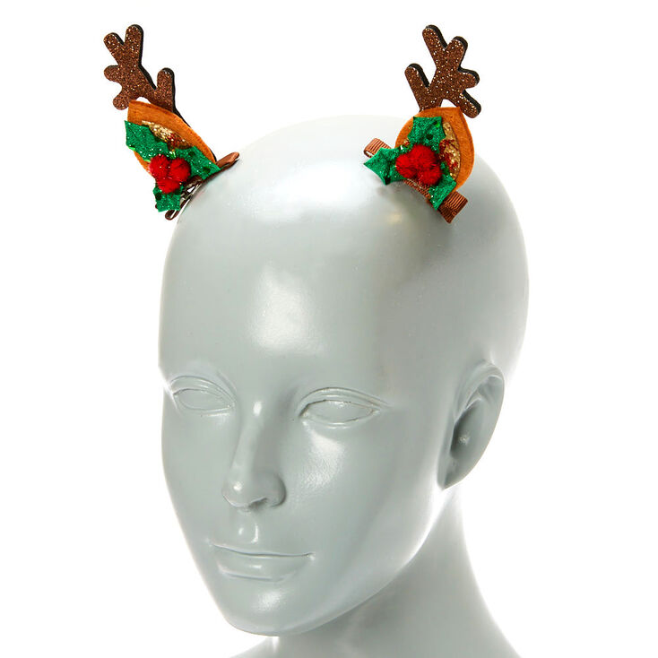 Reindeer Ear Hair Clips - Brown, 2 Pack,