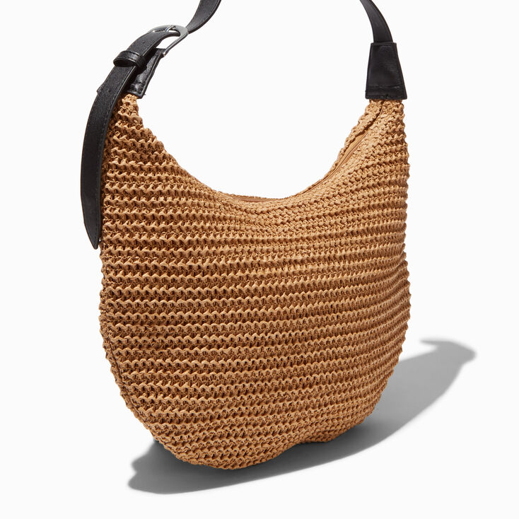 Neutral Crochet Slouchy Shoulder Bag,