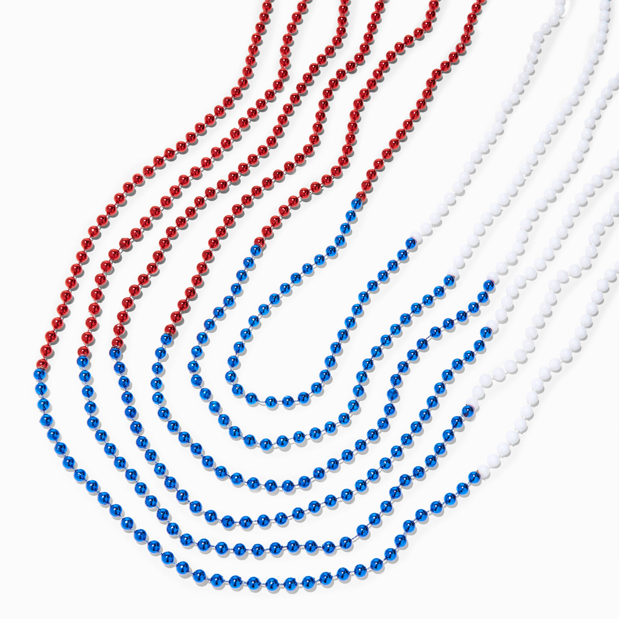 View Claires Bastille Day Blue White Beaded Necklaces 6 Pack Red information