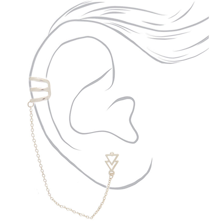 Silver Triangle Ear Connector Earrings,
