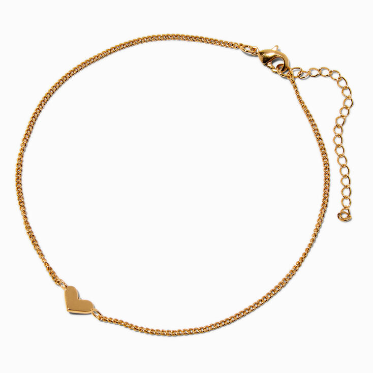 Gold-tone Single Heart Chain Anklet,