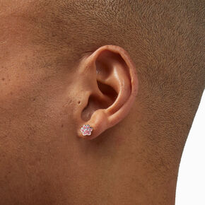 Sterling Silver Crystal Pink Paws Stud Earrings,
