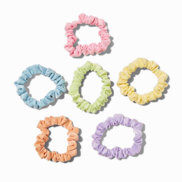 Happy Pastel Skinny Silky Hair Scrunchies - 6 Pack,