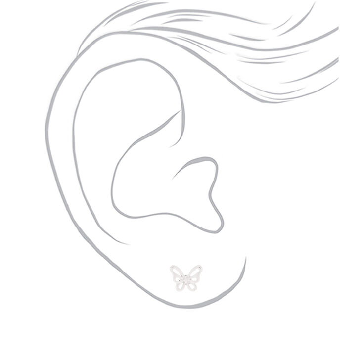 Sterling Silver Butterfly Stud Earrings,