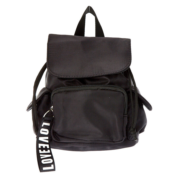 Nylon Mini Backpack - Black | Claire's