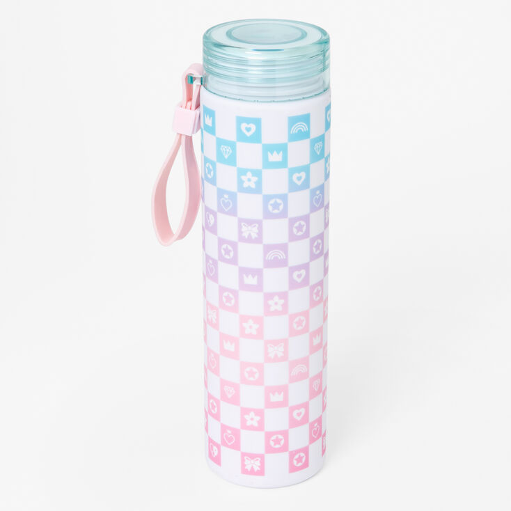 Checkered Pastel Icons Metal Water Bottle