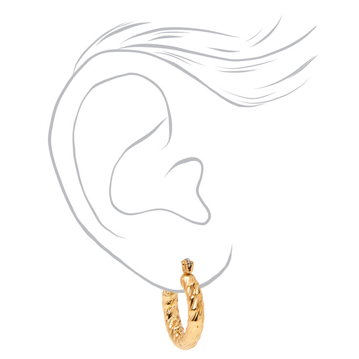 Gold Textured Hoop Earrings,