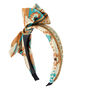 Teal And Tan Aztec Wire Bow Headband,