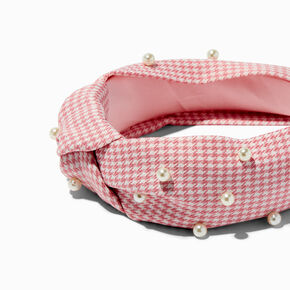Mean Girls&trade; x Claire&#39;s Pink Houndstooth Pearl Knotted Headband,