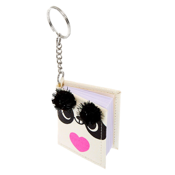 Glitter Panda Mini Diary Keychain - White,