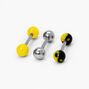 Silver 14G Yin Yang Tongue Rings - Yellow, 3 Pack,