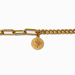Gold-tone Compass Charm Chain Bracelet,