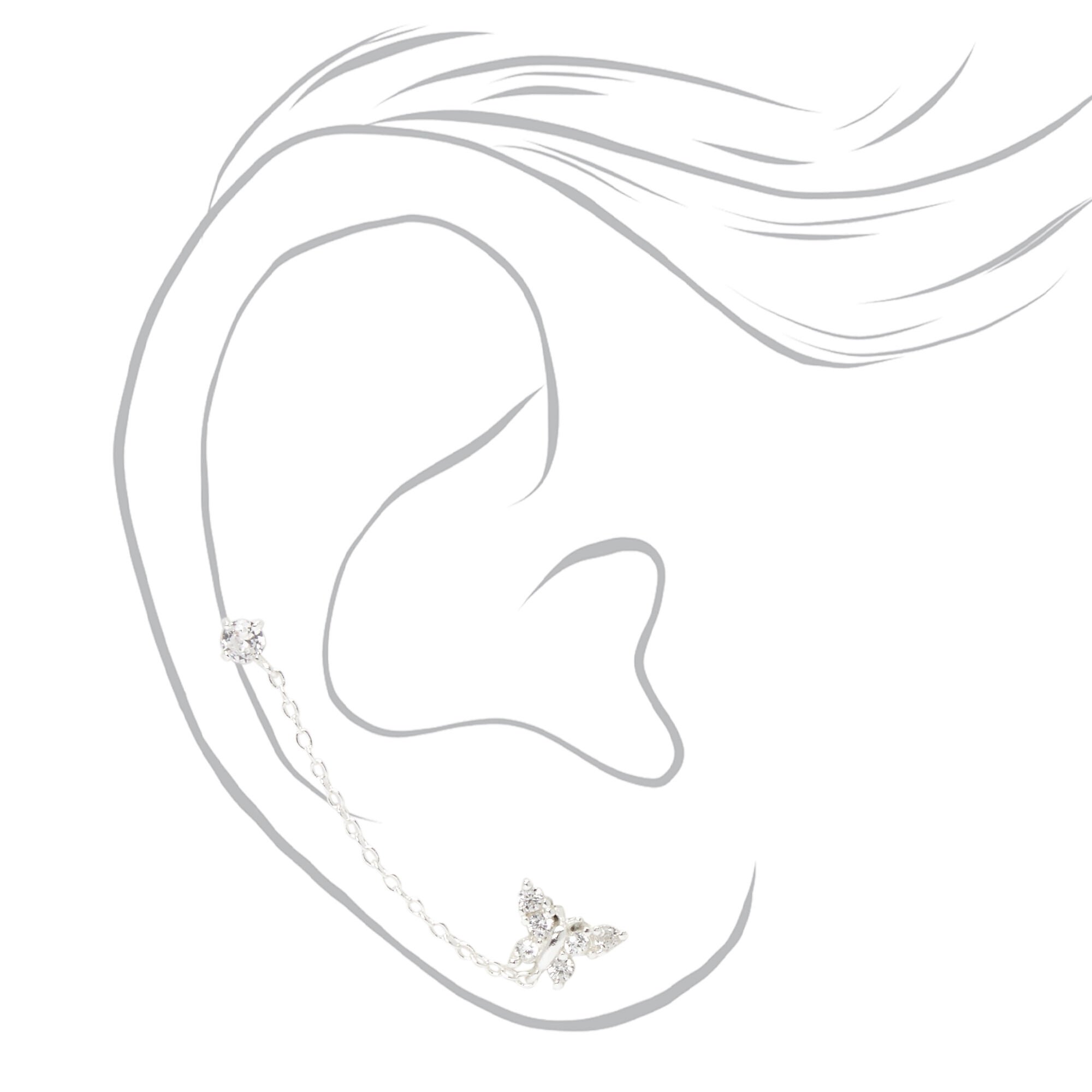 C LUXE by Claire's Sterling Silver Butterfly Ear Connector Earrings,