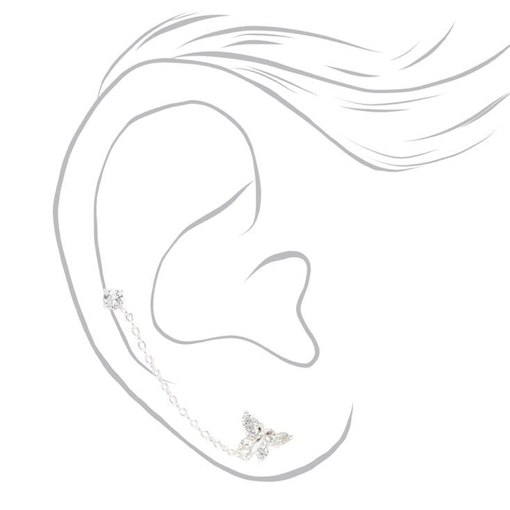 Sterling Silver Butterfly Ear Connector Earrings,
