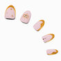 Gold Celestial French Tip Short Almond Vegan Faux Nail Set - 24 Pack,