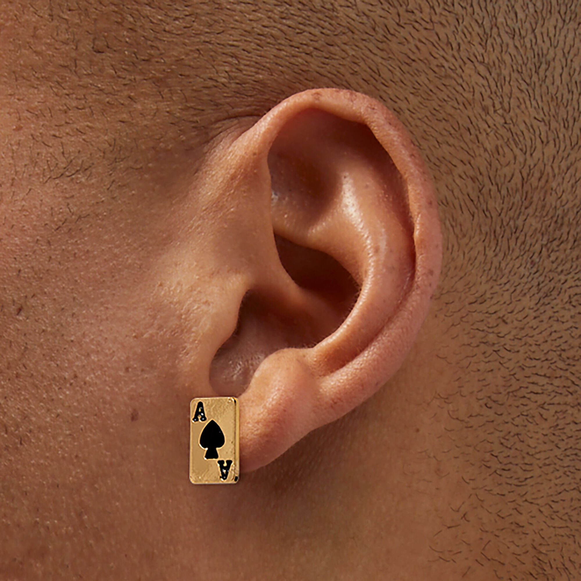 Playing Card & Dice Gold-tone Stud Earrings,