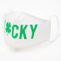 Cotton Lucky Shamrock Face Mask - White, Adult,