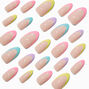 Rainbow French Tip Stars Stiletto Vegan Faux Nail Set - 24 Pack,