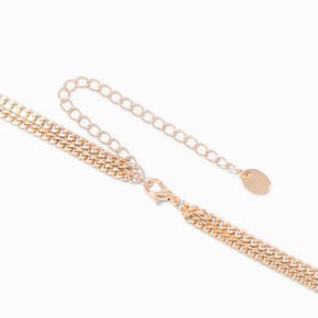Gold-tone Curb Chain Multi-Strand Necklace,