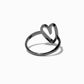 Hematite Open Heart Ring,