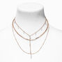 Gold Crystal Y-Neck Multi-Strand Necklace,