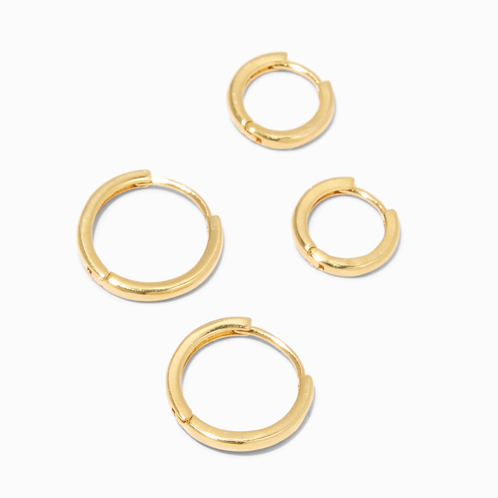 View Claires 18K Plated 8MM 12MM Hoop Earrings 2 Pack Gold information