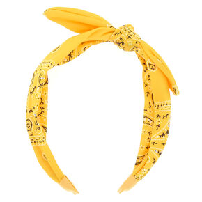 Bandana Knotted Bow Headband - Mustard,