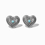 Silver-tone Filigree Heart Cowgirl Stud Earrings,