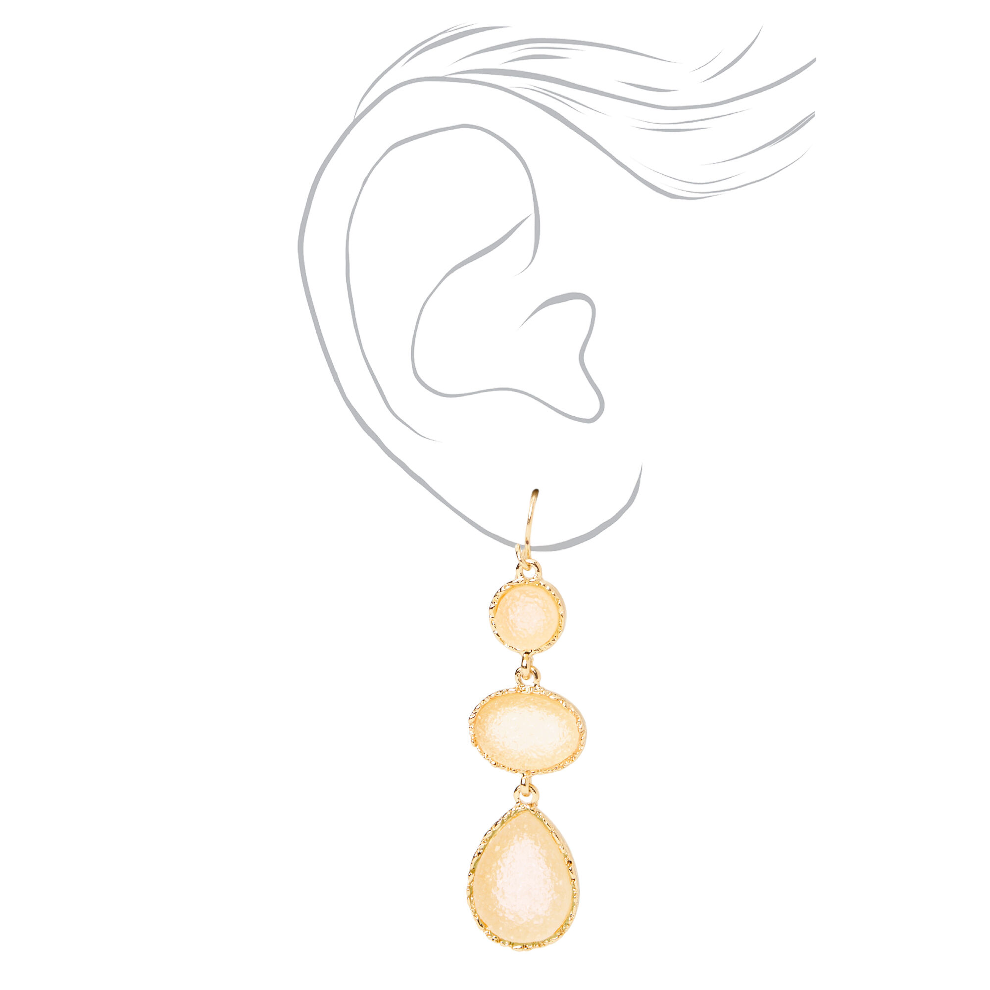 Gold & Pink Druzy Stone 2" Linear Drop Earrings,