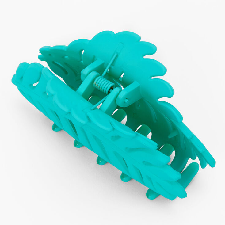 Teal Medium Palm Leaf Hair Claw,