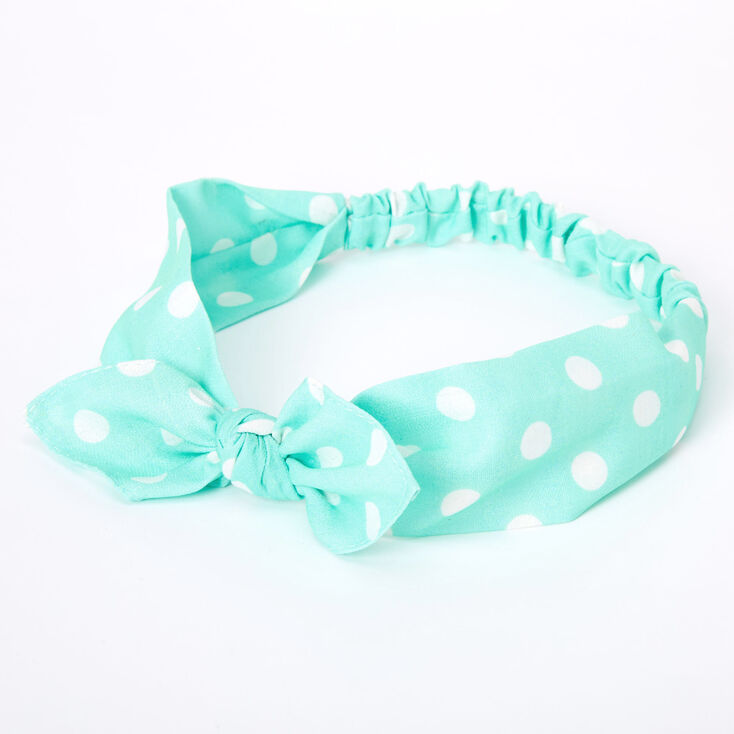 Claire's Bandeau à nœud noué à pois - Vert menthe