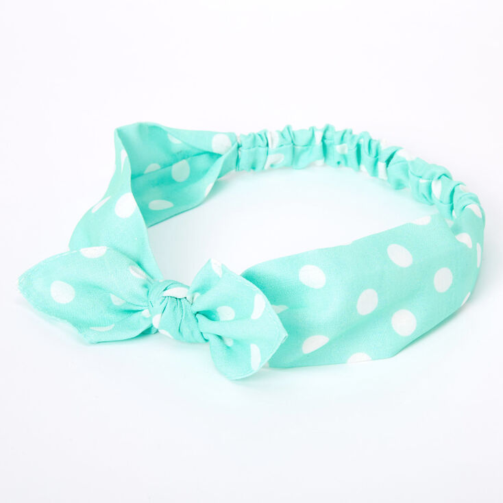 Polka Dot Knotted Bow Headwrap - Mint,