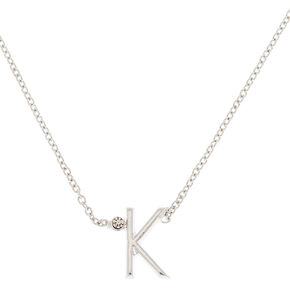Silver Stone Initial Pendant Necklace - K,
