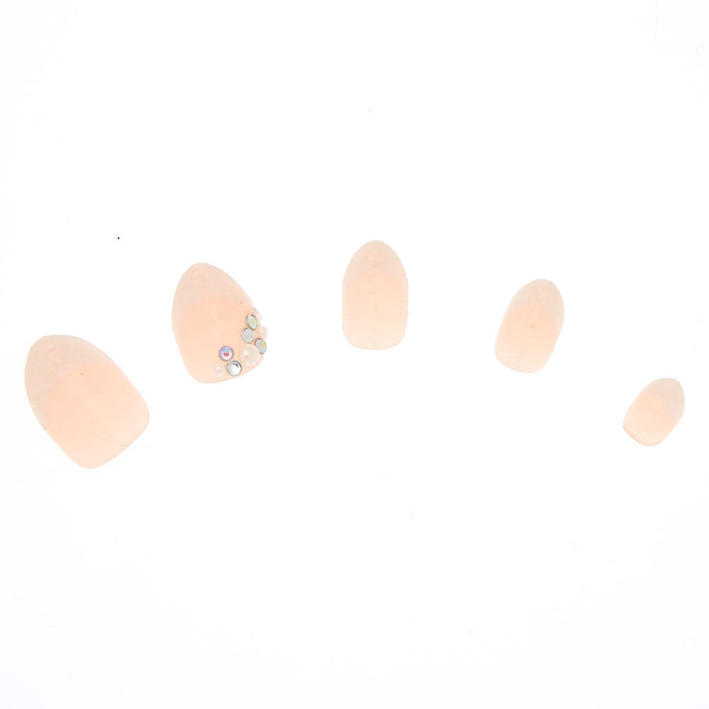 Ombre Glitter French Tip Faux Nail Set - Nude, 24 Pack,
