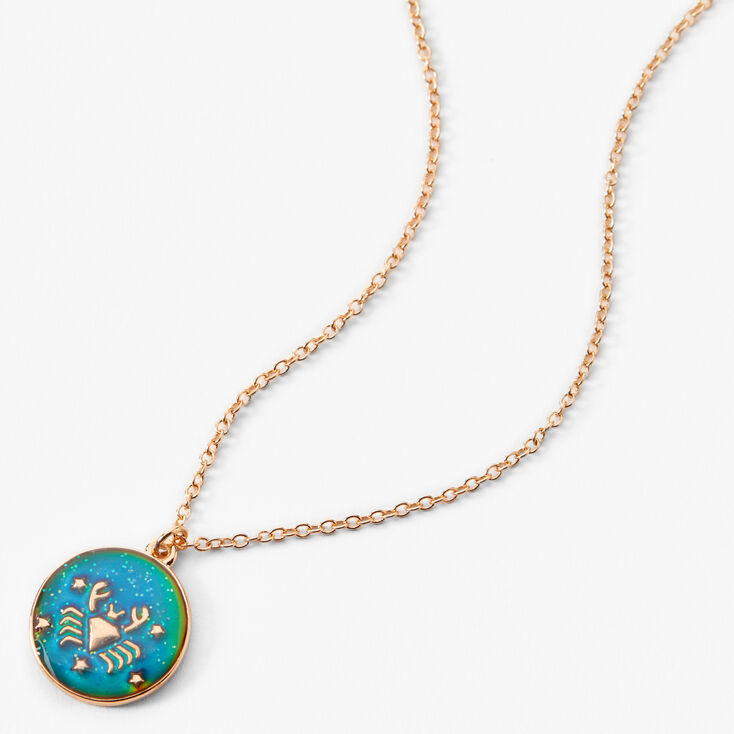 Gold Zodiac Mood Pendant Necklace - Cancer,
