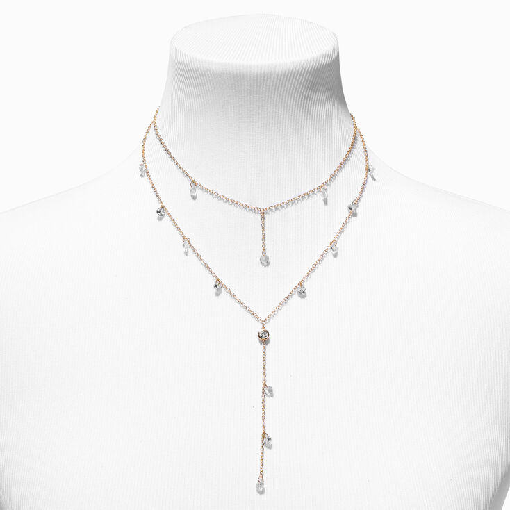 Holf Crystal Drip Y-Neck Multi-Strand Necklace,