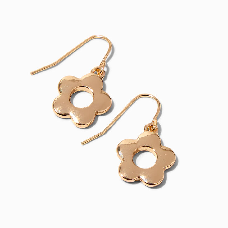 Gold 0.5&quot; Daisy Drop Earrings,