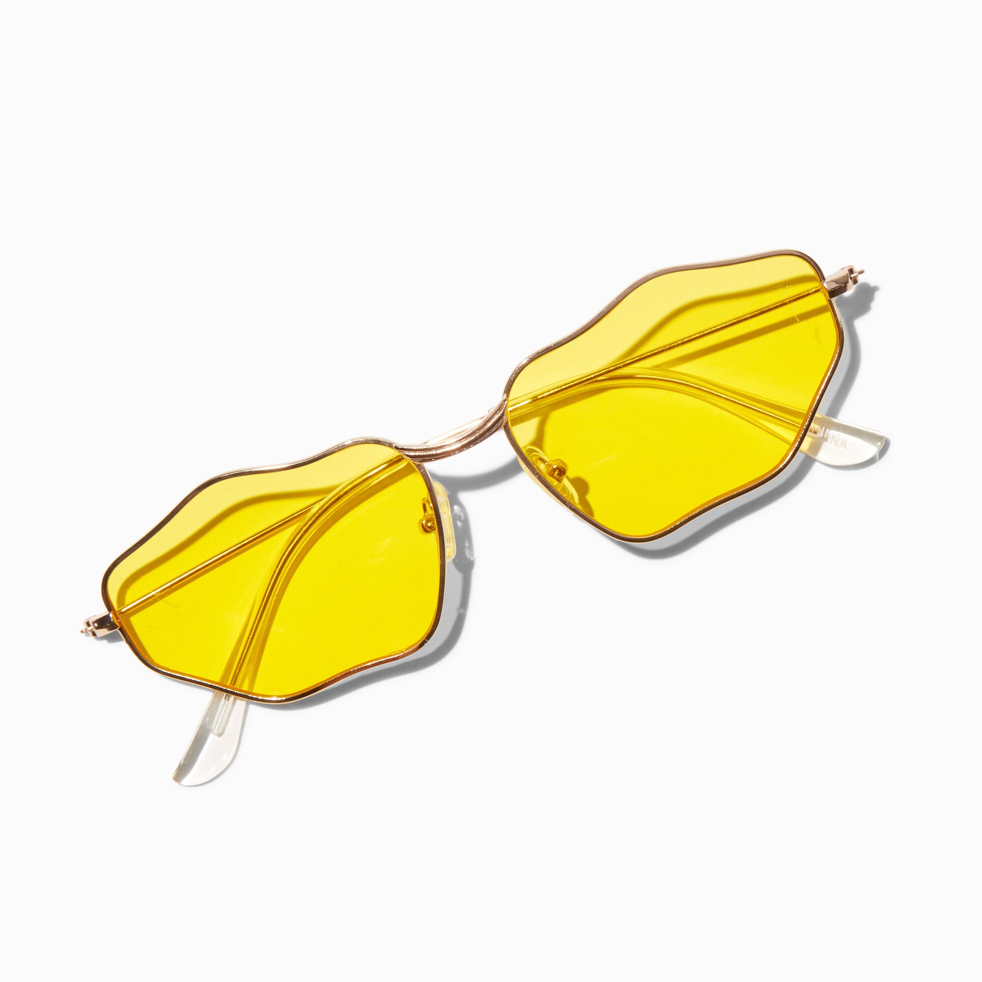 Yellow Wavy Oval Sunglasses,