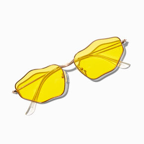 Yellow Wavy Oval Sunglasses,