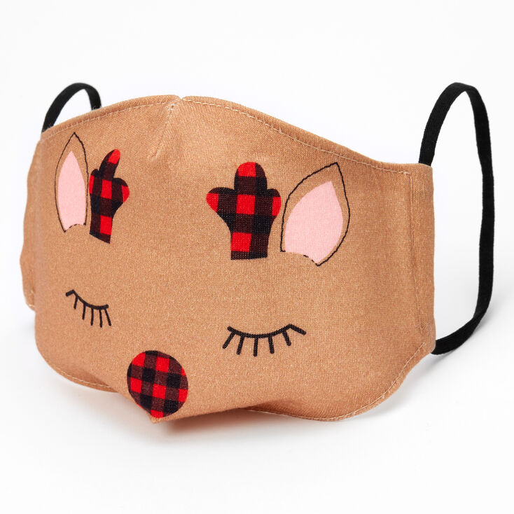 Cotton Christmas Reindeer Face Masks - Child Medium/Large,