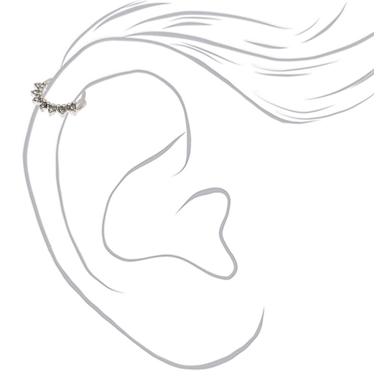 Silver-tone Twisted Crystal Cartilage Hoop Earrings - 3 Pack,