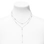 Silver Crystal Y-Neck Multi Strand Necklace,