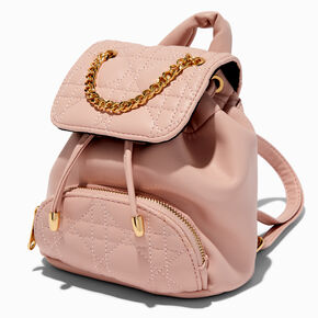 Mauve Pink Quilted Small Backpack,