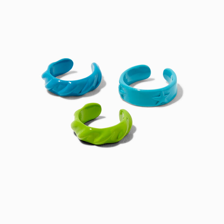 Blue, Turquoise, Lime Green Twisted Ear Cuffs &#40;3 Pack&#41;,