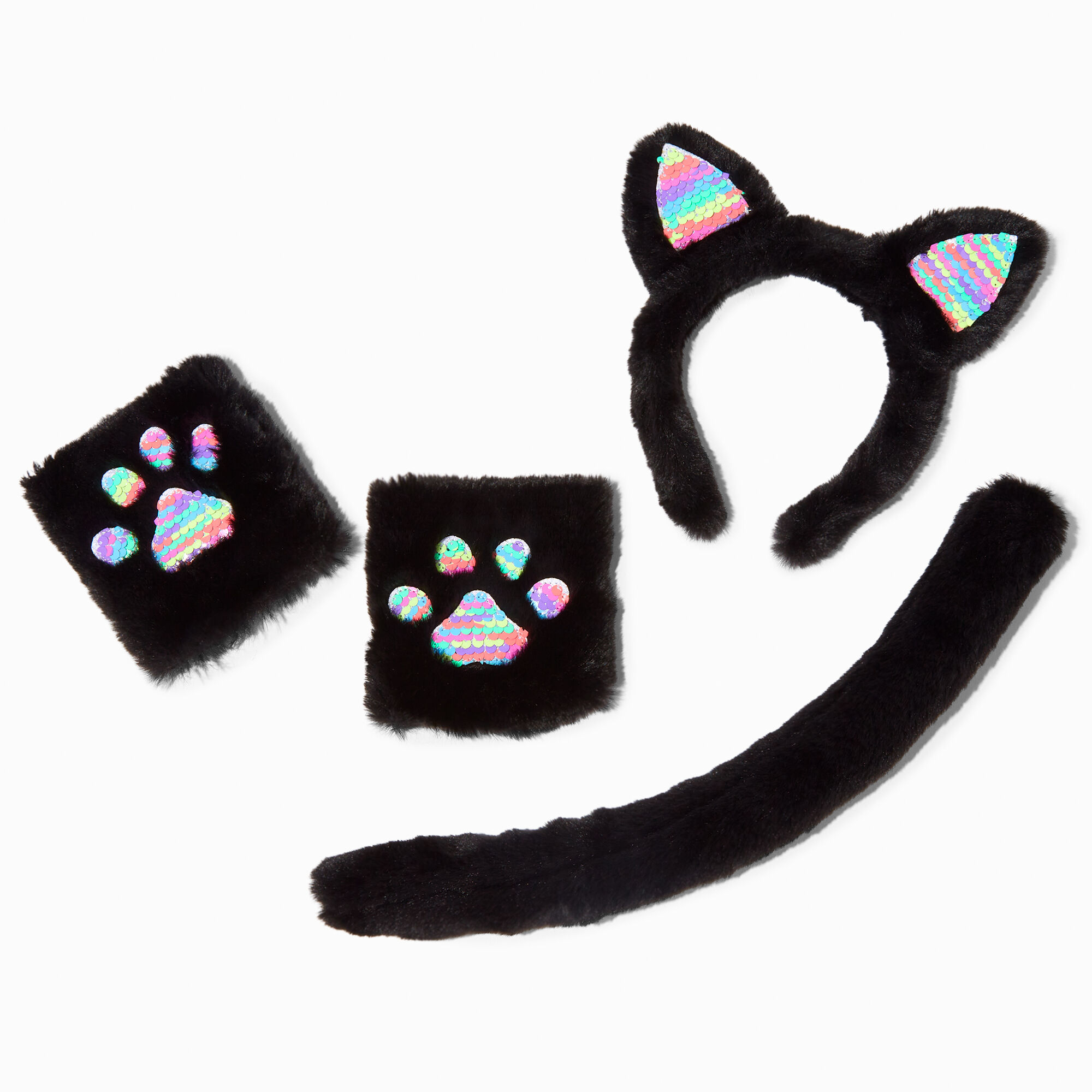 Ensemble de déguisement chat à sequins noirs - Lot de 3,