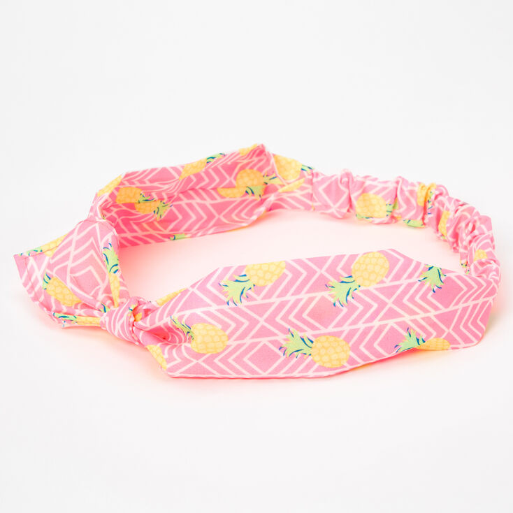 Pineapple Print Knotted Headwrap - Pink,