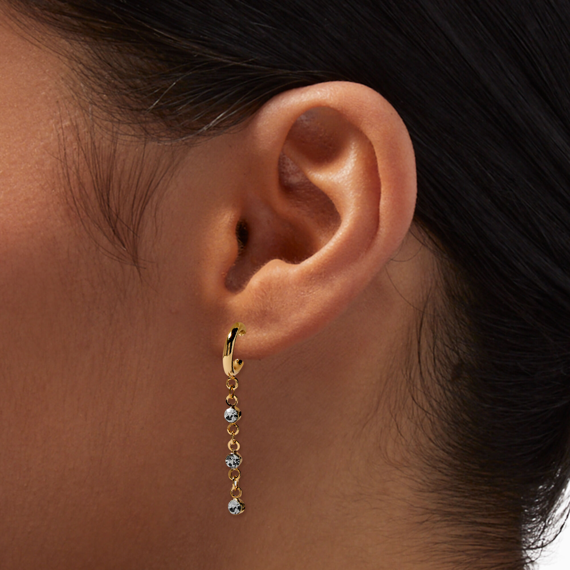 Crystal & Pearl Fancy Drop Gold-tone Earring Stackables Set - 3 Pack,